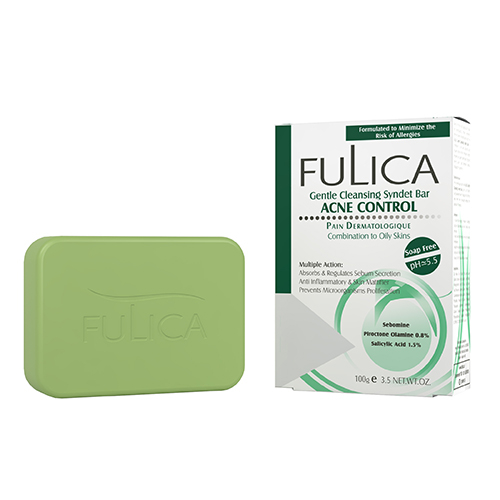 fulica gentle cleansing syndet bar acne control پن فولیکا مناسب پوست چرب و جوشدار 100گرم